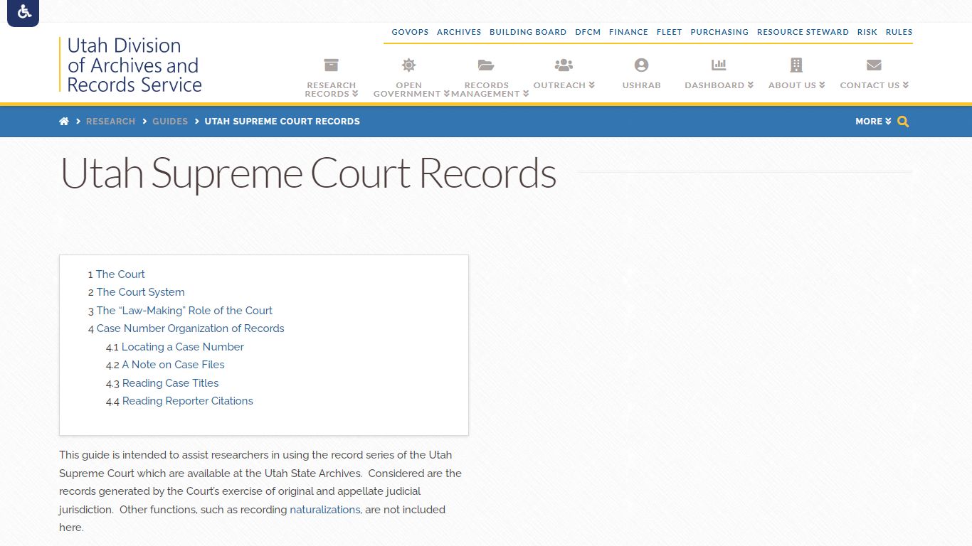 Utah Supreme Court Records - Utah State Archives and Records Service